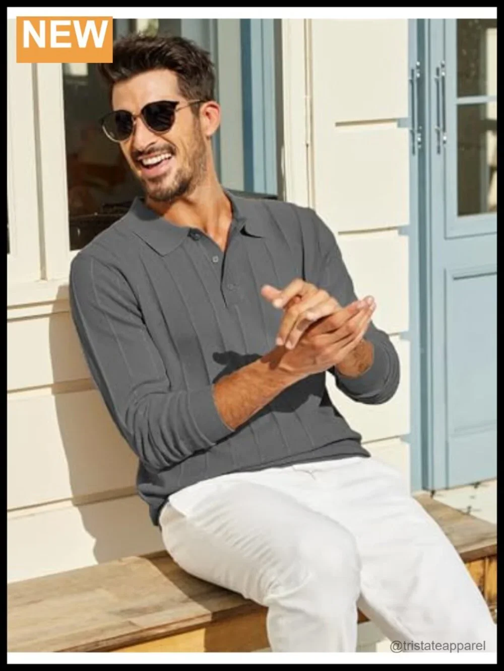 Long Sleeve Knit Polo Sweater Pullover Business Golf